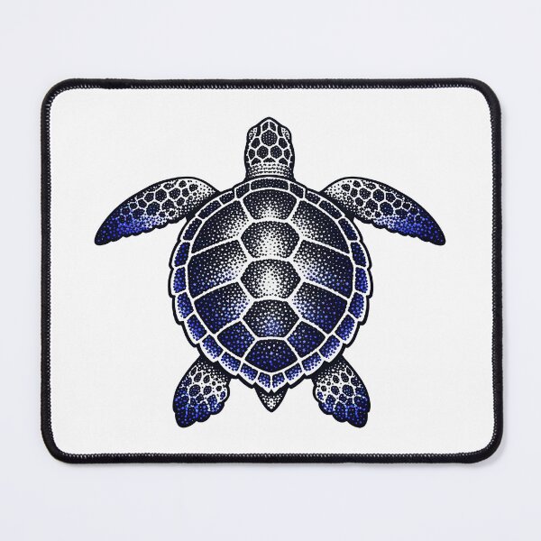 Item preview, Minimal Dotwork Sea Turtle with Stipple Shading in Ink Black and Indigo designed and sold by zoughlal.