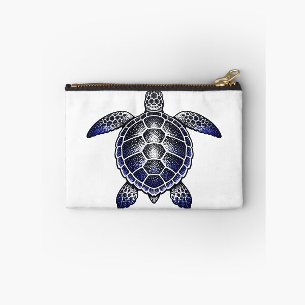 Item preview, Minimal Dotwork Sea Turtle with Stipple Shading in Ink Black and Indigo designed and sold by zoughlal.