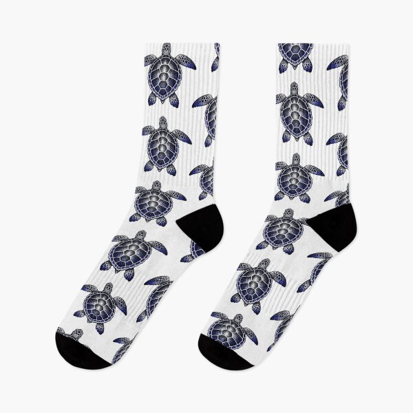 Item preview, Minimal Dotwork Sea Turtle with Stipple Shading in Ink Black and Indigo designed and sold by zoughlal.