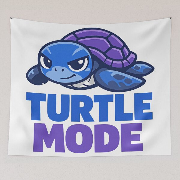Item preview, Turtle Mode Cute Sea Turtle Cartoon with Determined Cozy Expression and Bold Text designed and sold by zoughlal.