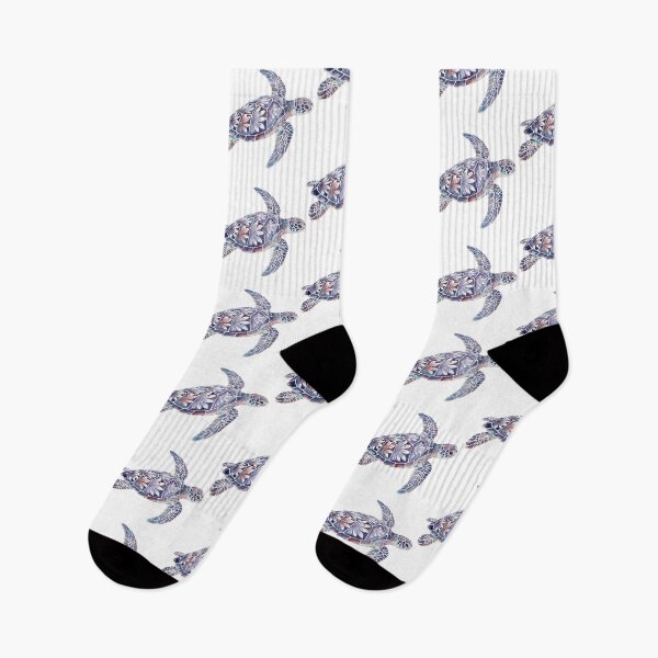 Item preview, Watercolor Sea Turtle with Abstract Floral Shell Pattern in Ocean Blue Purple Pink designed and sold by zoughlal.