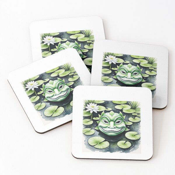 Item preview, Japanese Kappa mask over Lilly pond designed and sold by Nightowl Inspirations.
