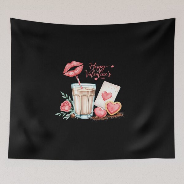 Item preview, Sweet Valentine's Day Latte with Kisses, Hearts, and Rose Watercolor designed and sold by Sitred123.