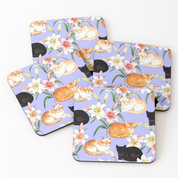 Item preview, Lilies & Naps – Resting Cats in Bloom designed and sold by meesub.