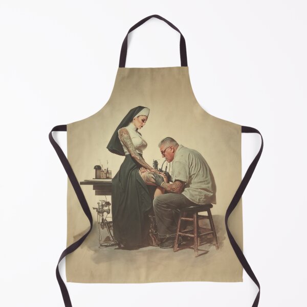 Item preview, Sexy Nun Getting Tattooed - Our Lady Of The Needle designed and sold by DalmatianNation.