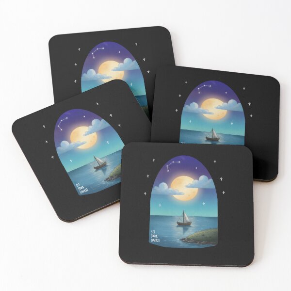Item preview, Set Your Course - Celestial Moonlight Sailboat Illustration designed and sold by spotia.