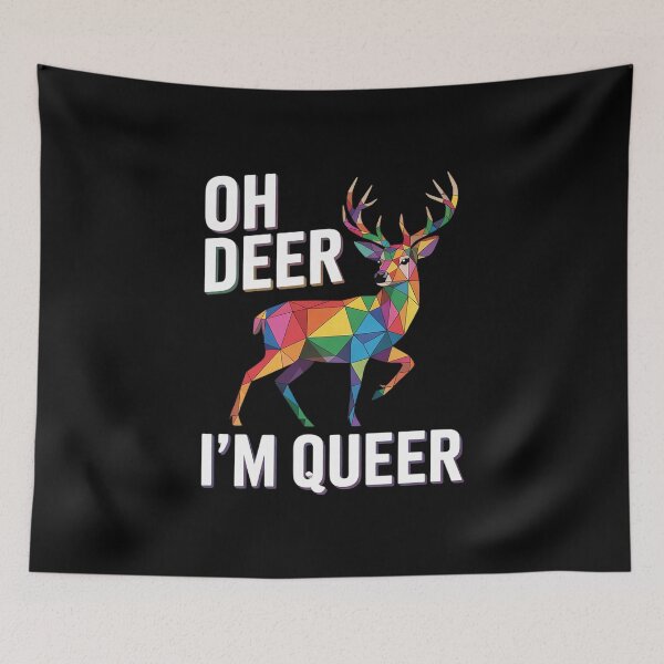 Item preview, LGBT Pride Gay Lesbian March Oh Deer I'm Queer designed and sold by MarryIsMonth.