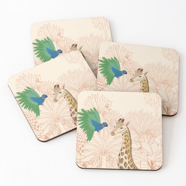 Item preview, giraffe talking with a parrot in sketch jungle  designed and sold by istolar Pattern design & illustration.