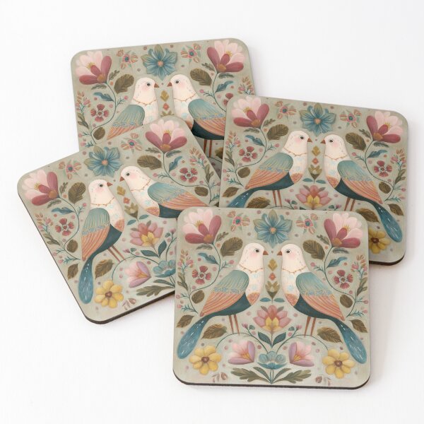 Item preview, Two Love Birds In Scandinavian Art designed and sold by Rtymer.