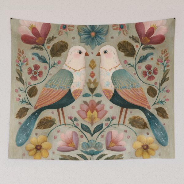 Item preview, Two Love Birds In Scandinavian Art designed and sold by Rtymer.