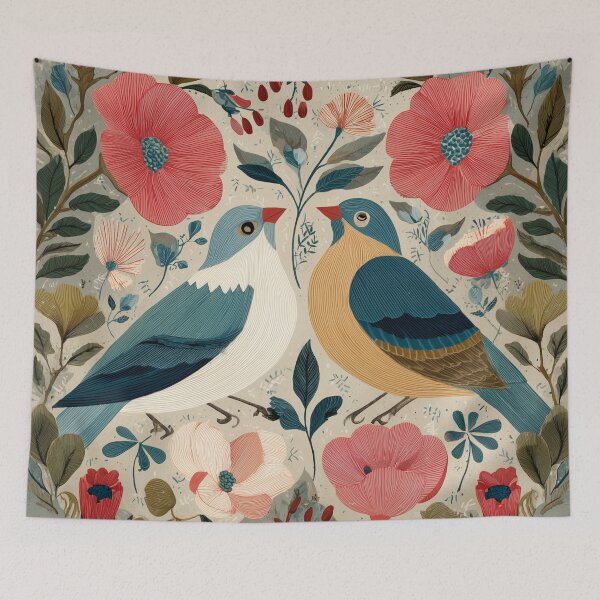 Item preview, Two Love Birds In Scandinavian Art designed and sold by Rtymer.