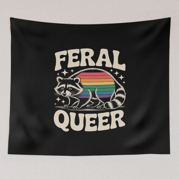 Item preview, LGBTQ Pride Raccoon Feral Queer Rainbow Pride Flag LGBT designed and sold by FadeOfThrone.