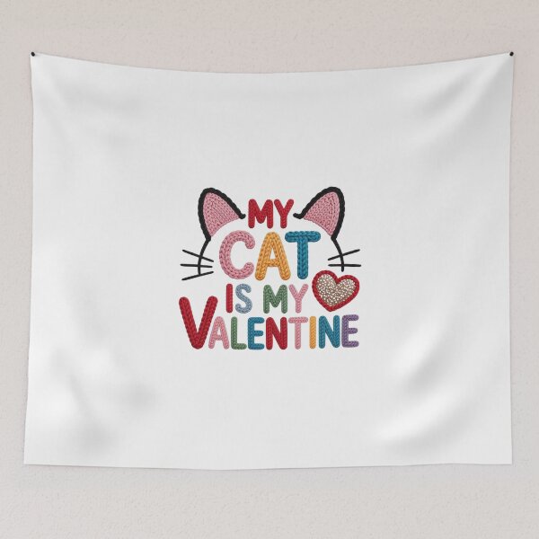 Item preview, My Cat Is My Valentine Faux Yarn designed and sold by sahbender.