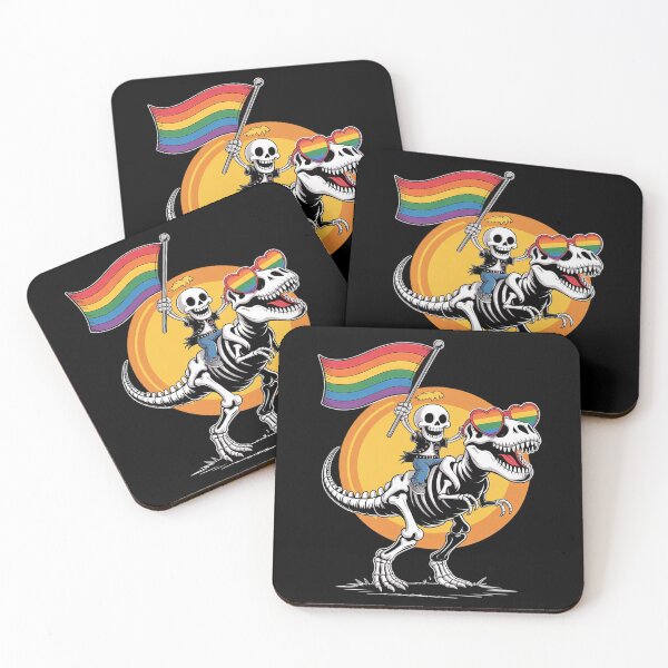 Item preview, LGBTQ Skeleton Dinosaur Pride Flag Rainbow Gay Queer designed and sold by FadeOfThrone.