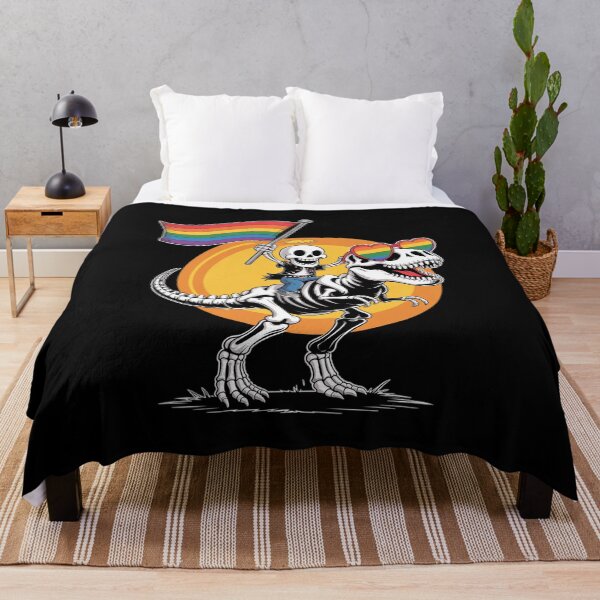 Item preview, LGBTQ Skeleton Dinosaur Pride Flag Rainbow Gay Queer designed and sold by FadeOfThrone.