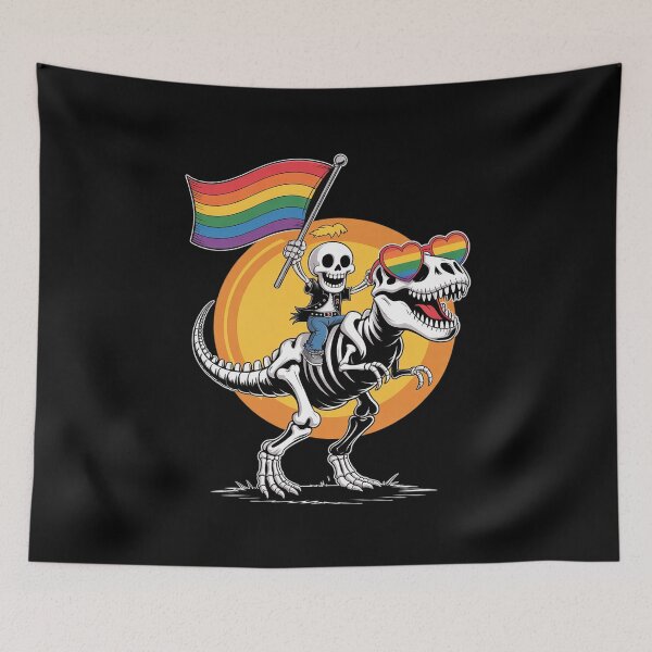 Item preview, LGBTQ Skeleton Dinosaur Pride Flag Rainbow Gay Queer designed and sold by FadeOfThrone.