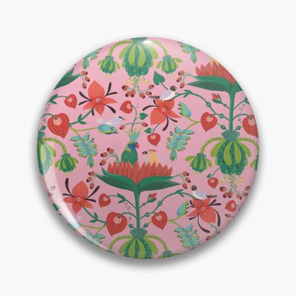 Item preview, Birds in huge flower motif (pink) designed and sold by istolar Pattern design & illustration.