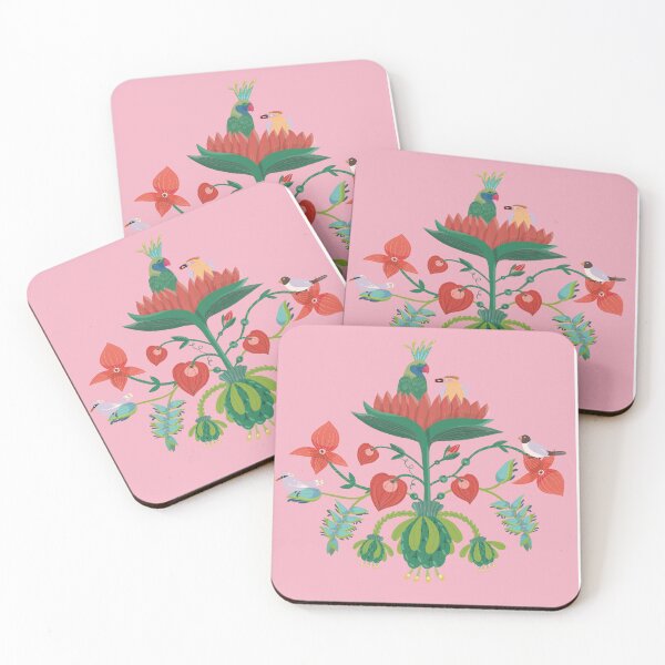 Item preview, Birds in huge flower motif (pink) designed and sold by istolar Pattern design & illustration.