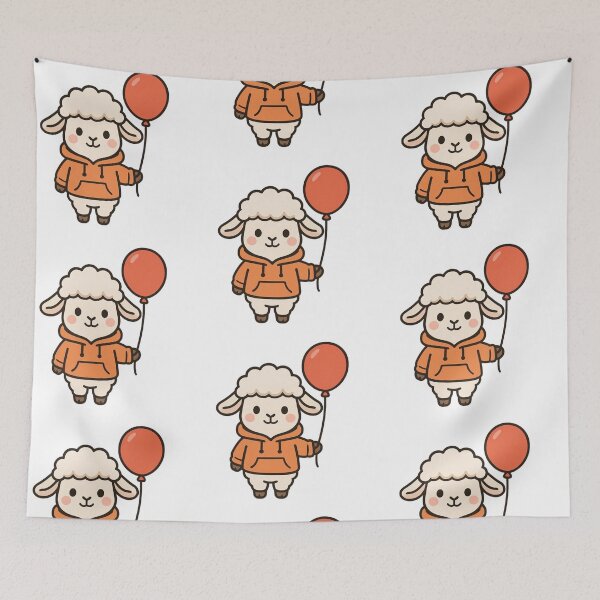 Item preview, Lamb in Hoodie Holding Balloon – Sweet Cute Animal for Kids designed and sold by Confuzz1ed.