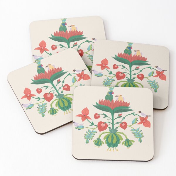 Item preview, Birds in huge flower motif (cream) designed and sold by istolar Pattern design & illustration.
