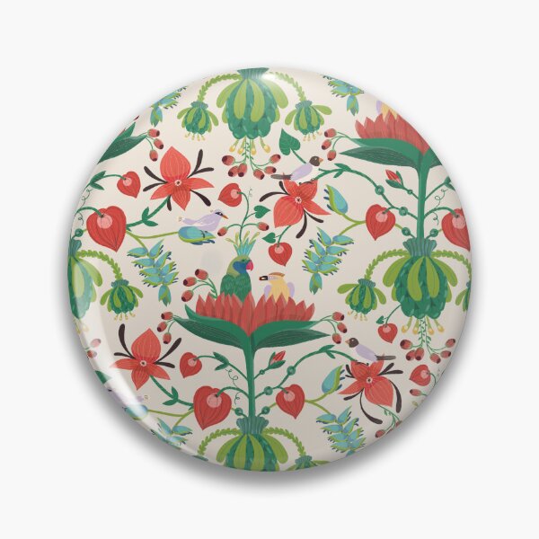 Item preview, Birds in huge flower motif (cream) designed and sold by istolar Pattern design & illustration.