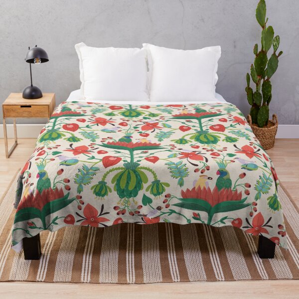 Item preview, Birds in huge flower motif (cream) designed and sold by istolar Pattern design & illustration.