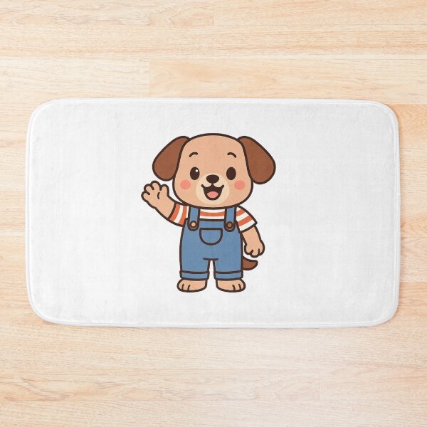 Item preview, Puppy in Dungarees Waving Hello – Cute Kids Animal Design designed and sold by Confuzz1ed.