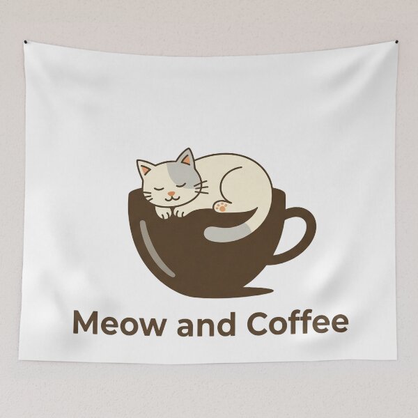 Item preview, Meow and Coffee Sleeping Cat in Cup designed and sold by Nyrlexi Design.