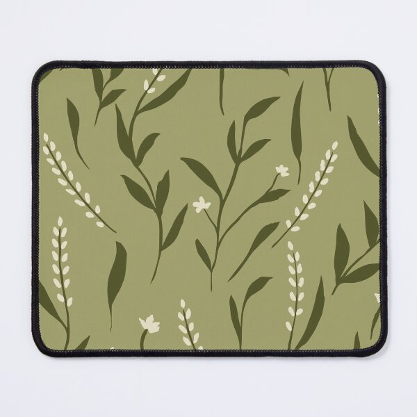 Item preview, Seamless botanical leaf pattern with minimal floral elements in olive green tones, hand drawn nature style for fabric, wallpaper, textile, modern organic design. designed and sold by Opart Srinok.