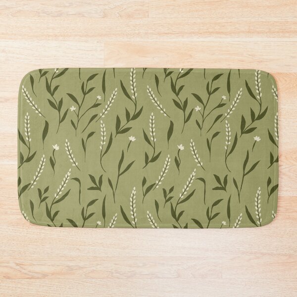 Item preview, Seamless botanical leaf pattern with minimal floral elements in olive green tones, hand drawn nature style for fabric, wallpaper, textile, modern organic design. designed and sold by Opart Srinok.