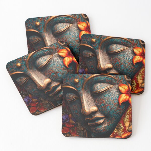 Item preview, Intricate Buddha Statue Surrounded by Floral Beauty designed and sold by Artessie.