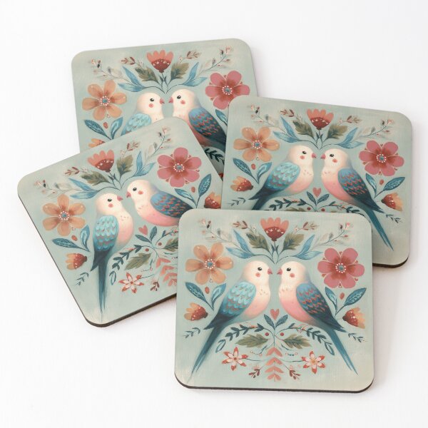 Item preview, Two Love Birds In Scandinavian Art designed and sold by Rtymer.