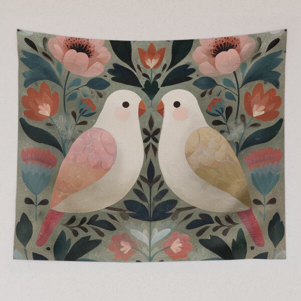 Item preview, Two Love Birds In Scandinavian Art designed and sold by Rtymer.