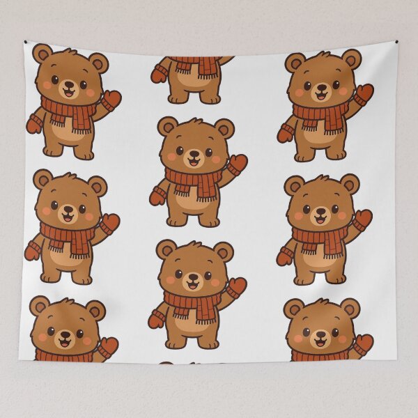 Item preview, Bear Cub in Scarf and Mittens – Cozy Cute Animal for Kids designed and sold by Confuzz1ed.