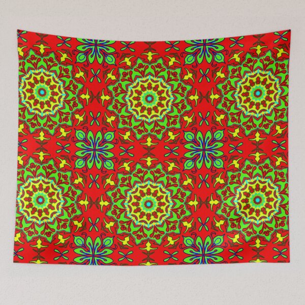 Item preview, "Kaleidoscopic Mandala Grid with Vivid Floral Accents" designed and sold by nighttime1990.