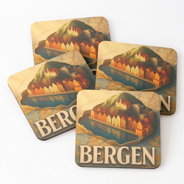 Item preview, Bergen Norway Miniature Map Art – Journey in Miniature Series designed and sold by darekkocurek.