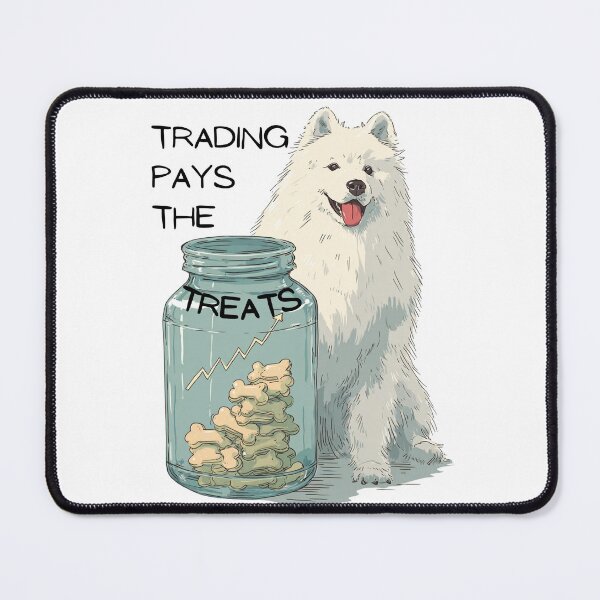 Item preview, Trading Pays for Treats – Funny Samoyed Dog Trader Design designed and sold by Kovrika.