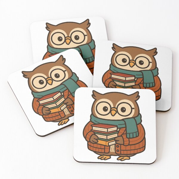 Item preview, Librarian Owl in Winter Cardigan – Cute Bookish Animal Art designed and sold by Confuzz1ed.