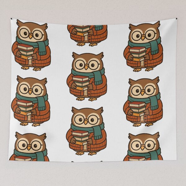 Item preview, Librarian Owl in Winter Cardigan – Cute Bookish Animal Art designed and sold by Confuzz1ed.