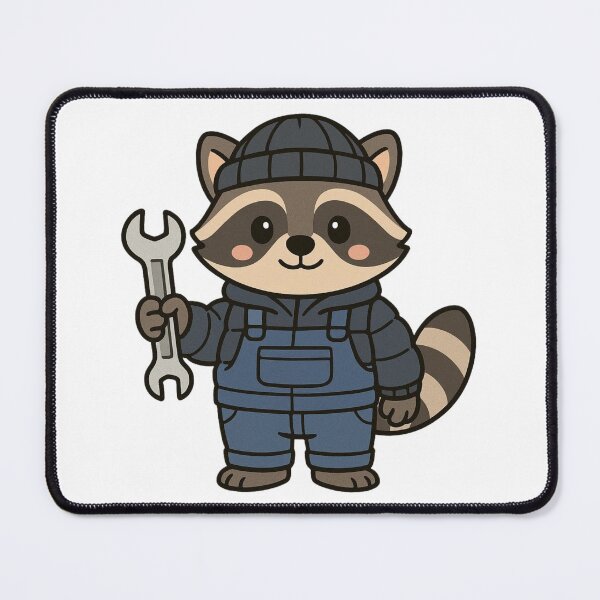 Item preview, Mechanic Raccoon in Winter Workwear – Cute Job Animal Illustration designed and sold by Confuzz1ed.