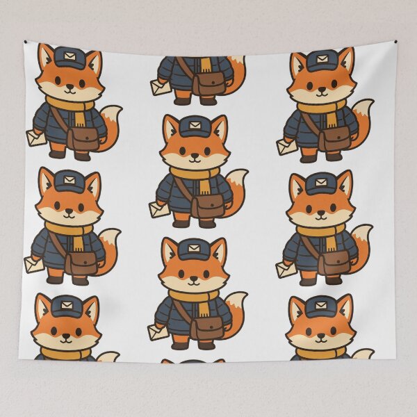 Item preview, Postal Fox in Winter Delivery Outfit – Cute Job Animal Illustration designed and sold by Confuzz1ed.