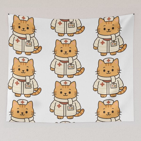 Item preview, Caring Nurse Cat in Cozy Winter Uniform – Cute Medical Animal Art designed and sold by Confuzz1ed.