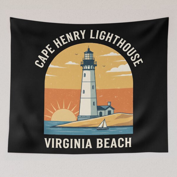 Item preview, Vintage Cape Henry Lighthouse Virginia Beach designed and sold by DrawHandArt.