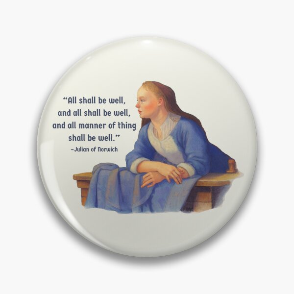 Item preview, All Shall Be Well, Julian Of Norwich Quote with Woman on Balcony designed and sold by JoyfulWhimsy.