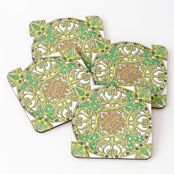 Item preview, "Hexagonal Mandala with Embroidered Floral and Leaf Geometry" designed and sold by nighttime1990.