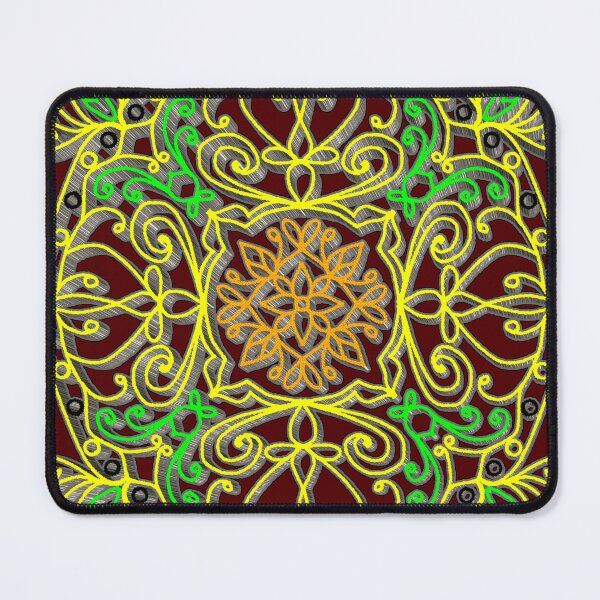 Item preview, "Hexagonal Mandala with Embroidered Floral and Leaf Geometry" designed and sold by nighttime1990.