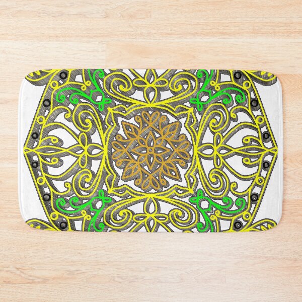 Item preview, "Hexagonal Mandala with Embroidered Floral and Leaf Geometry" designed and sold by nighttime1990.