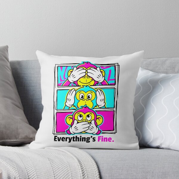 Item preview, Everything's Fine Three Wise Monkeys Funny Colorful Pop Art designed and sold by SplashTastic.