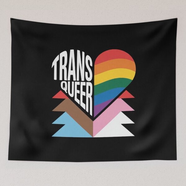 Item preview, Progress Pride Heart Flag - Trans & Queer designed and sold by MarryIsMonth.