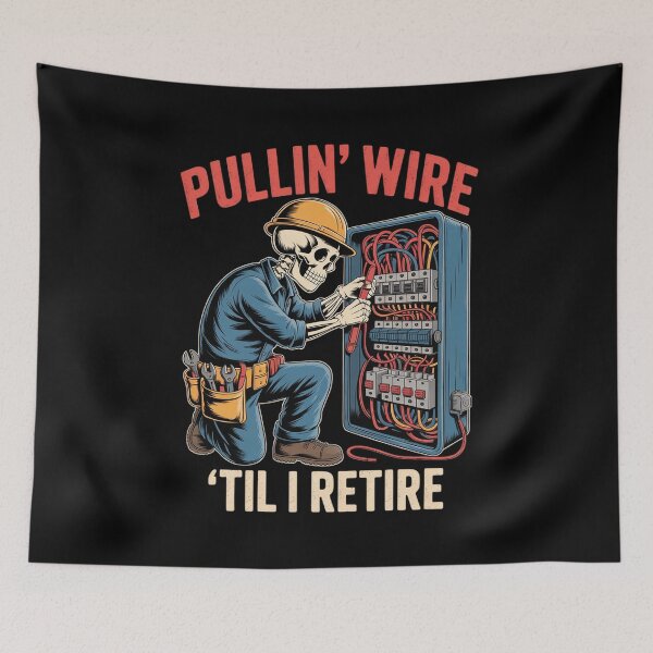 Item preview, Electrician Skull Pullin' Wire 'Til I Retire  designed and sold by AquaKiev.